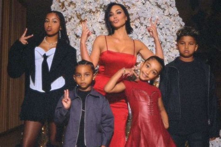Kim Kardashian & her four kids