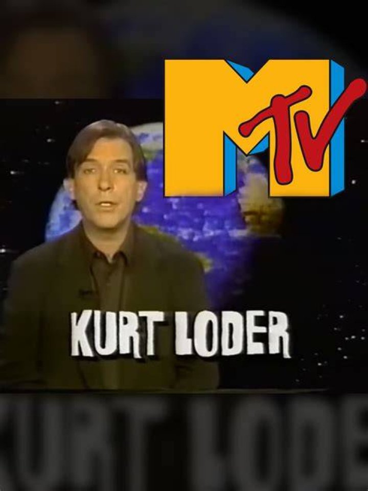 Kurt Loder during an MTV News report from their Times Square studios.