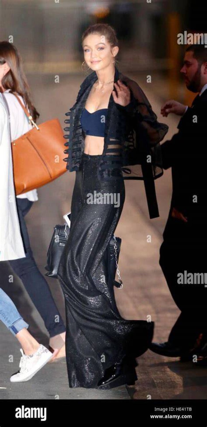 Model Gigi Hadid seen arriving to Good Morning America in New York City. 27 Feb 2023 Pictured: Model Gigi Hadid seen arriving to Good Morning America in New York City. Photo credit: Eric Kowalsky / MEGA TheMegaAgency.com +1 888 505 6342 (Mega Agency TagID: MEGA948217_016.jpg) [Photo via Mega Agency]